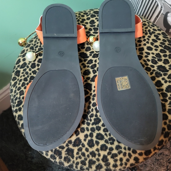 Open Toe Orange Sandal With Jewerly Accent for the ankle - Great Style & Color - Picture 3 of 5
